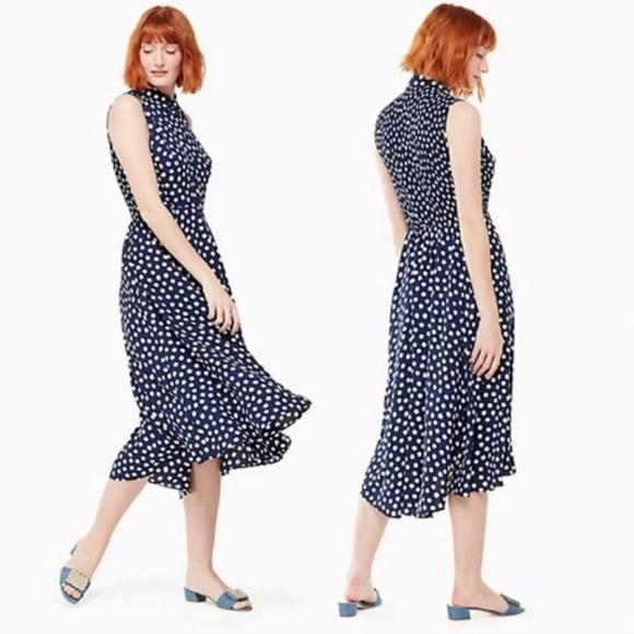 kate spade Dresses & Skirts - Kate Spade could floral dot patterned midi sleeveless shirt dress 17229
